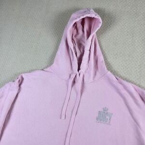 Juicy Couture Womens XL Pullover Pink‎ Hoodie Cotton Kangaroo Pocket Casual Logo